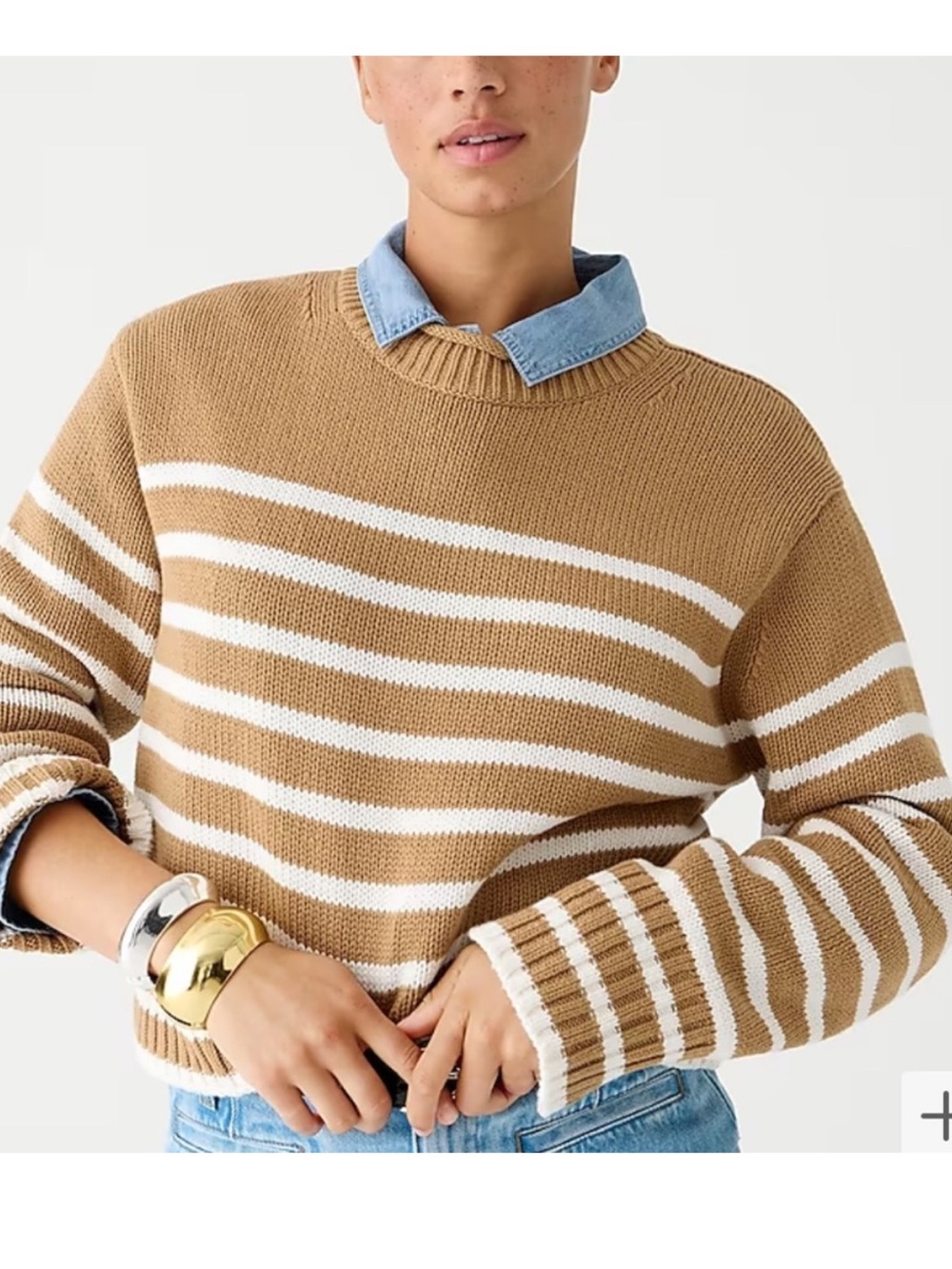 J crew Rollneck Sweater Size XXS Oversized Stripe Camel ivory